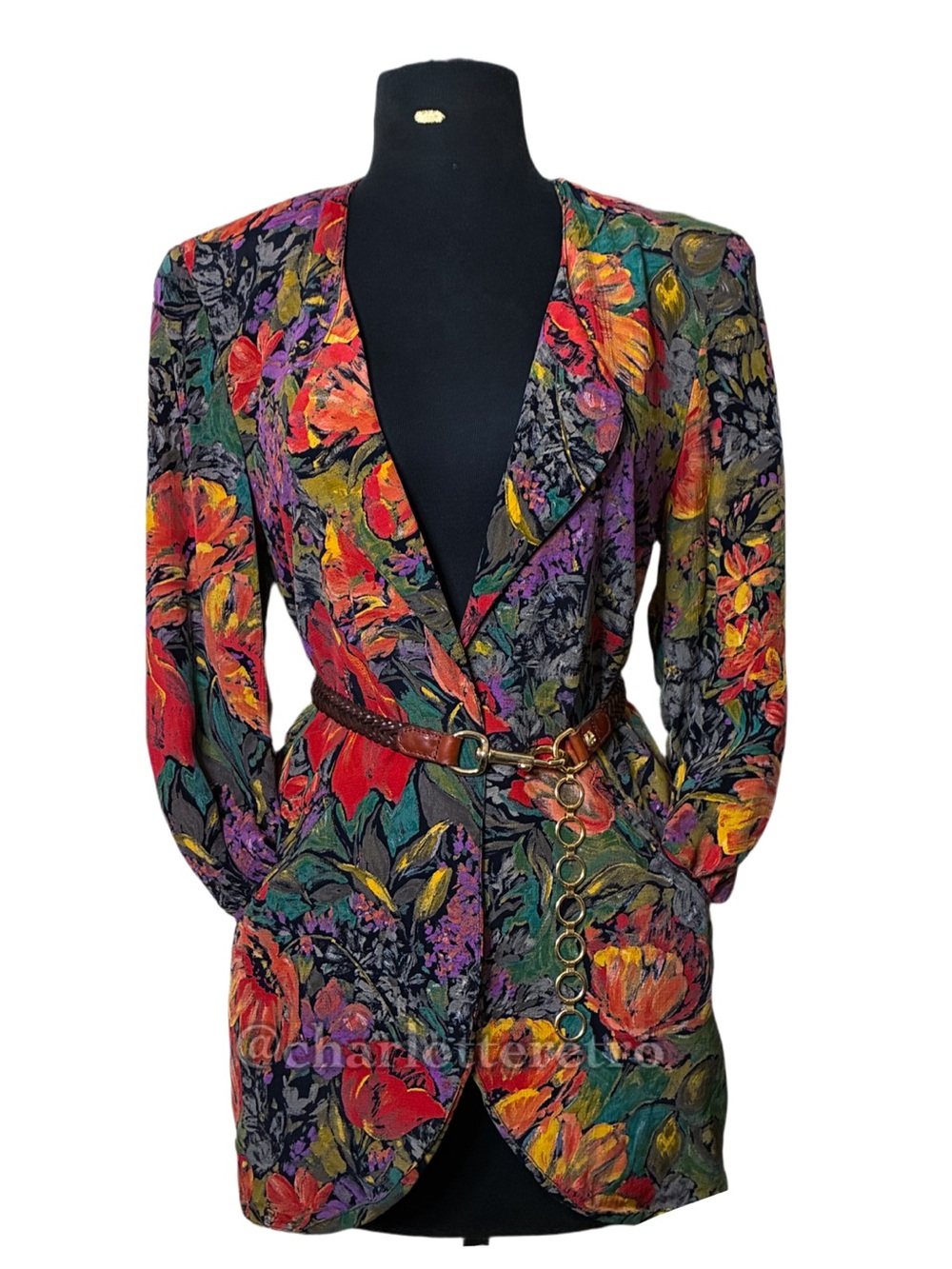 vtg PLATINUM by Dorothy Schoelen Floral Blazer Jacket